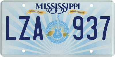 MS license plate LZA937
