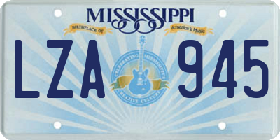 MS license plate LZA945