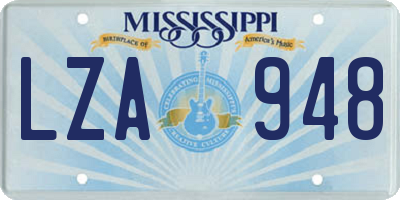 MS license plate LZA948