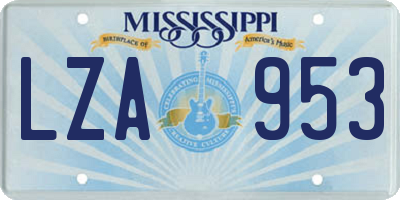 MS license plate LZA953