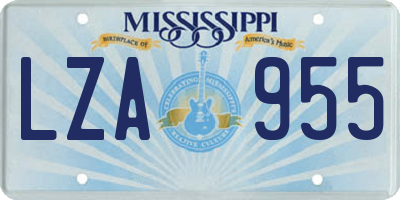 MS license plate LZA955