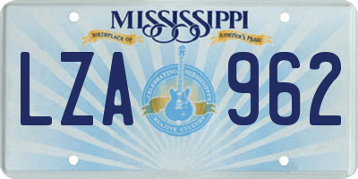 MS license plate LZA962
