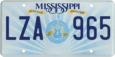 MS license plate LZA965