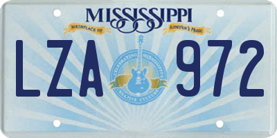 MS license plate LZA972