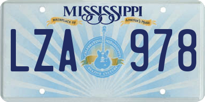 MS license plate LZA978