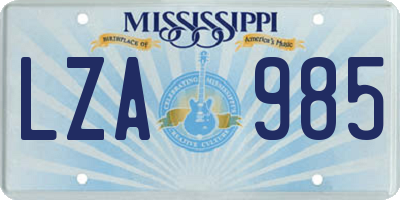 MS license plate LZA985