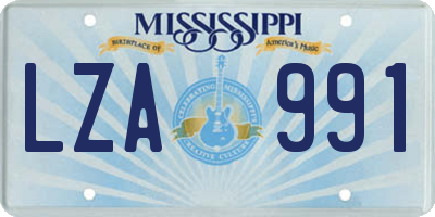 MS license plate LZA991