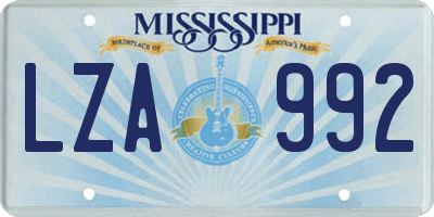 MS license plate LZA992