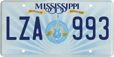 MS license plate LZA993