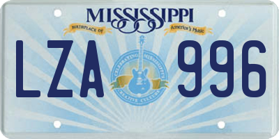 MS license plate LZA996