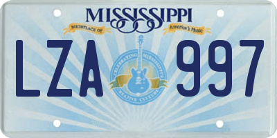 MS license plate LZA997