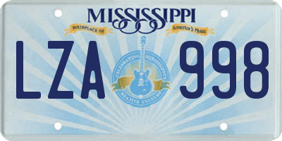MS license plate LZA998
