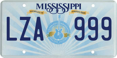 MS license plate LZA999