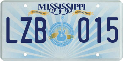 MS license plate LZB015