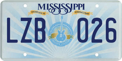 MS license plate LZB026