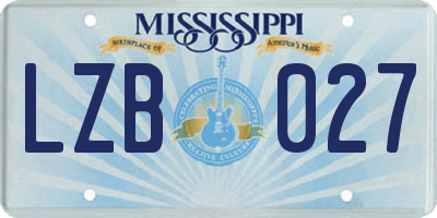 MS license plate LZB027