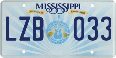 MS license plate LZB033