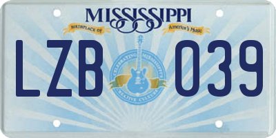 MS license plate LZB039