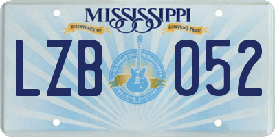 MS license plate LZB052