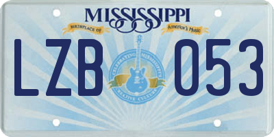 MS license plate LZB053