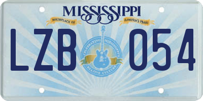 MS license plate LZB054