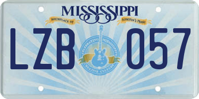 MS license plate LZB057