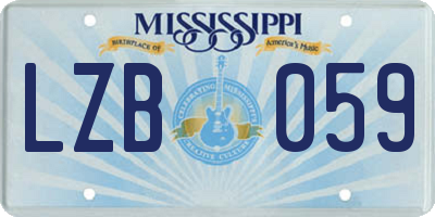MS license plate LZB059