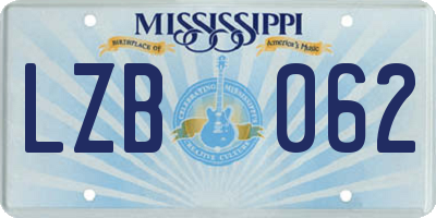 MS license plate LZB062