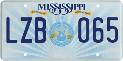 MS license plate LZB065