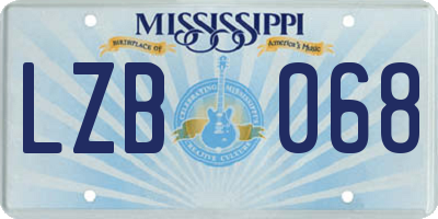 MS license plate LZB068