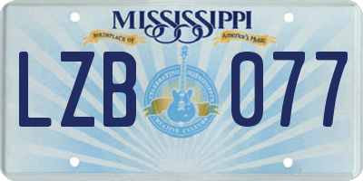 MS license plate LZB077