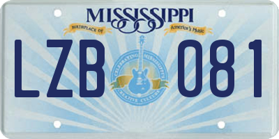 MS license plate LZB081