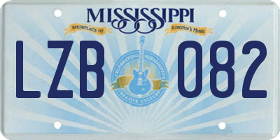 MS license plate LZB082