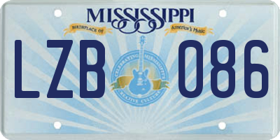 MS license plate LZB086