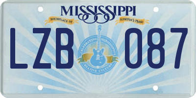 MS license plate LZB087