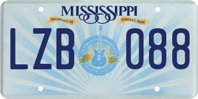 MS license plate LZB088