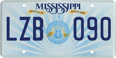 MS license plate LZB090