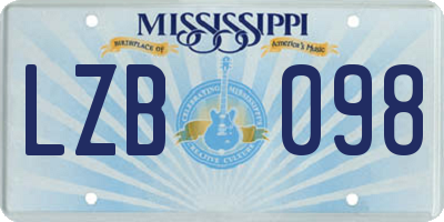MS license plate LZB098
