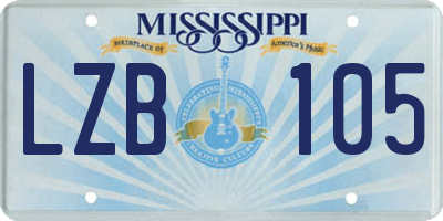 MS license plate LZB105