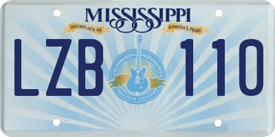MS license plate LZB110