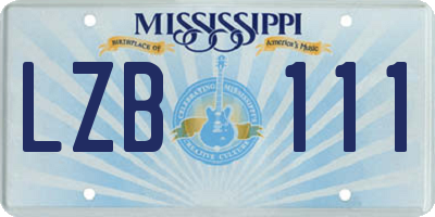 MS license plate LZB111