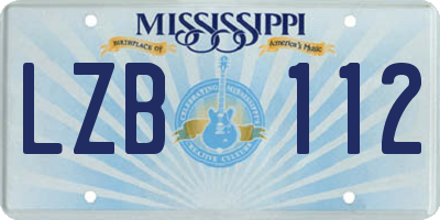 MS license plate LZB112