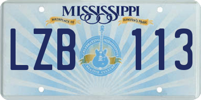 MS license plate LZB113