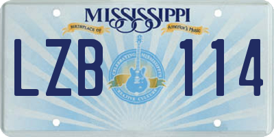 MS license plate LZB114