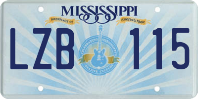 MS license plate LZB115