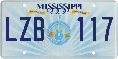 MS license plate LZB117