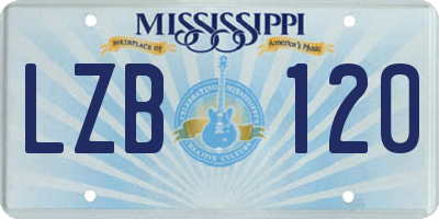 MS license plate LZB120