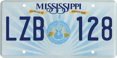 MS license plate LZB128