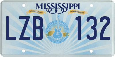 MS license plate LZB132