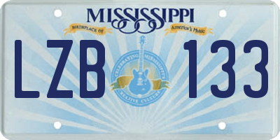 MS license plate LZB133